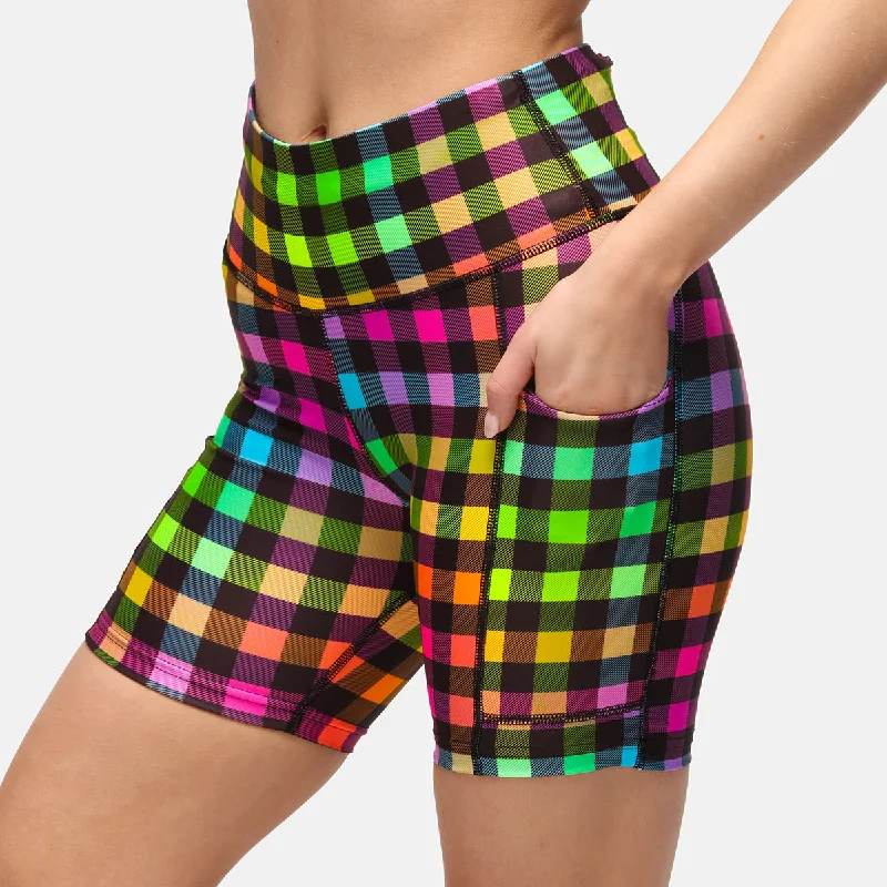 Street Casual Gingham Glow  Running Shorts