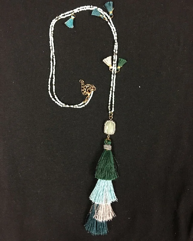 Active Comfort Hand Strung Beaded 4 Tier Tassel Necklace