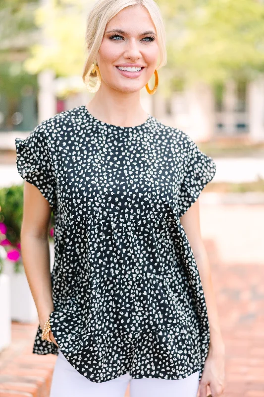 Lightwear Options Hear Your Call Black Leopard Babydoll Top