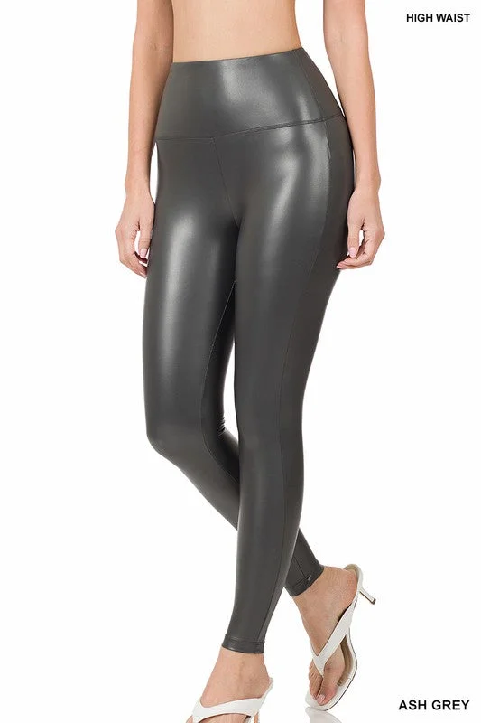 Comfy Styles High Rise Faux Leather Leggings by Zenana