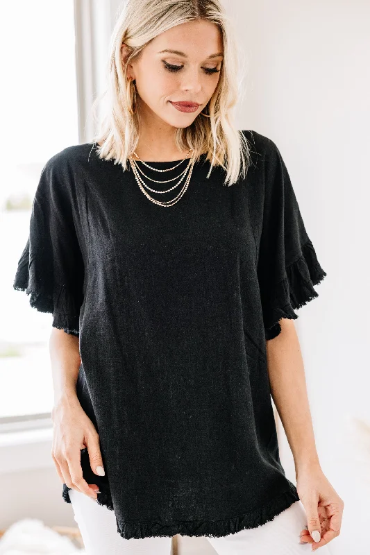 Office Attire It's All On You Black Ditsy Floral Top