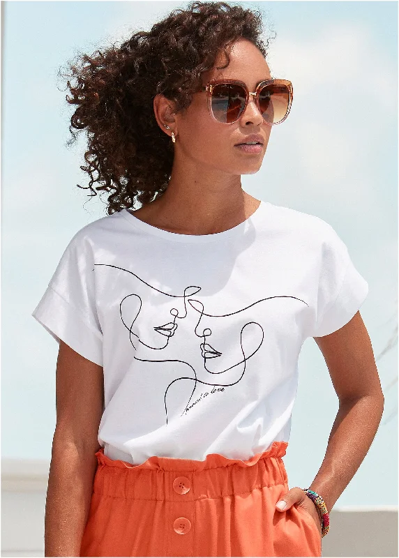 Techwear Fashion Abstract Graphic Tee - White