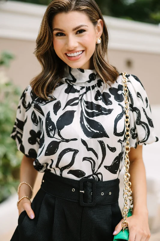 Cozy Apparel Keep Your Cool Black Floral Blouse