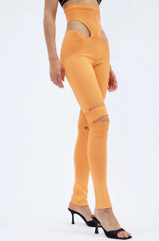 Knit Mandarin High Waist Legging with Cut Out