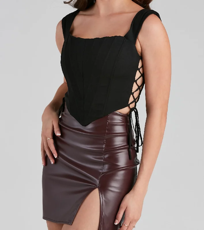 Lightwear Options Lace Me Up Draped Bustier Top