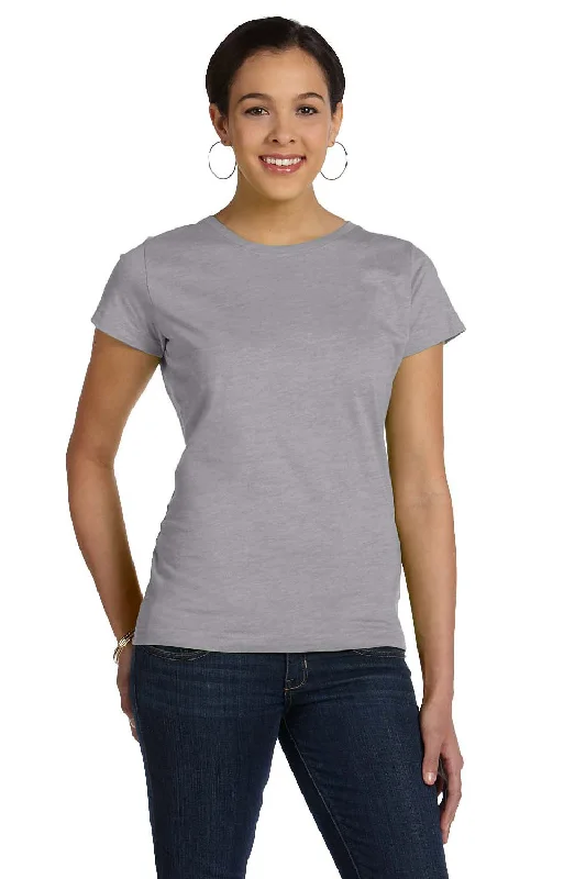 LAT Womens Fine Jersey Short Sleeve Crewneck T-Shirt - Heather Grey