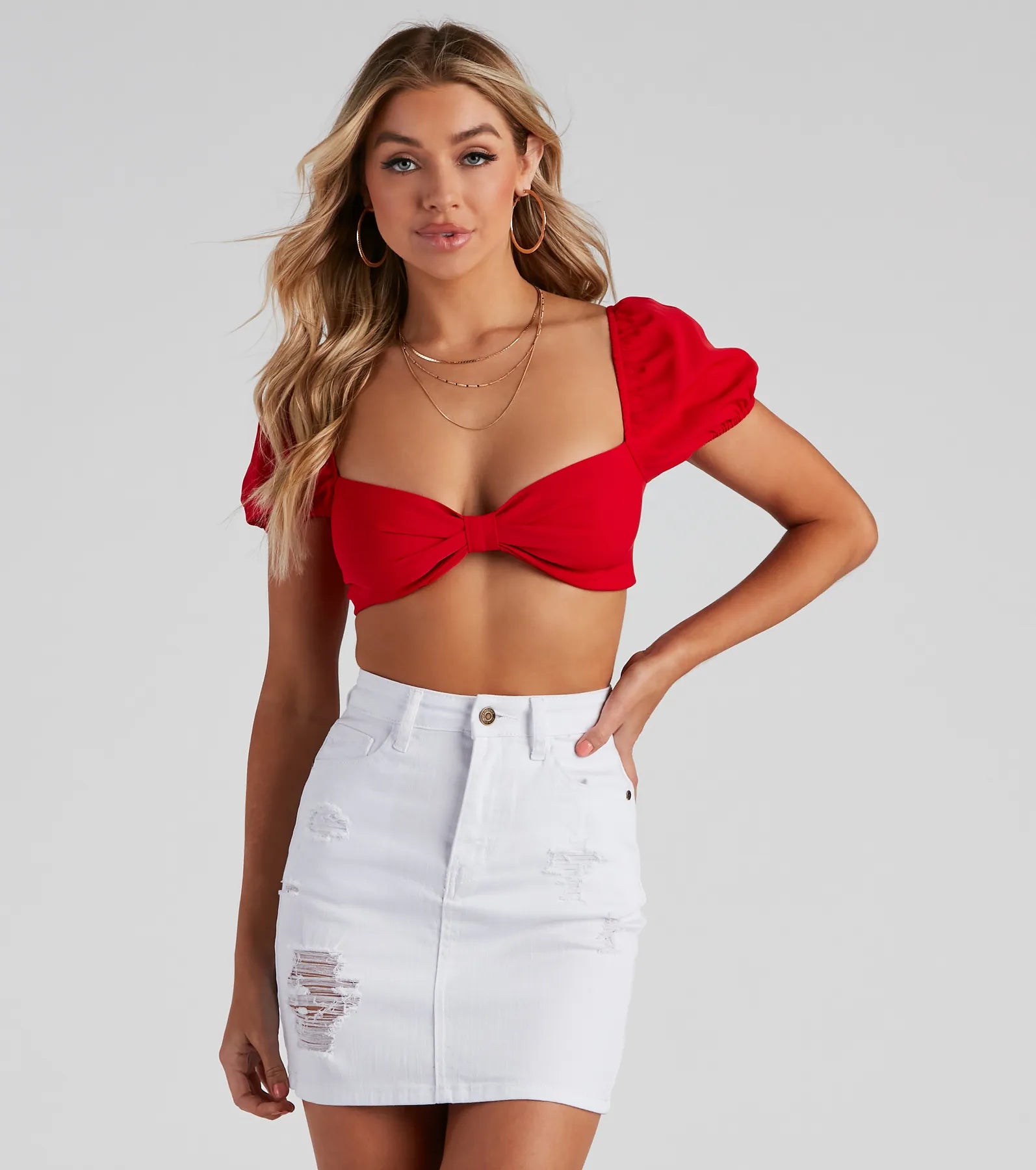 Modern Coats Life's Sweet Puff Sleeve Tie Top