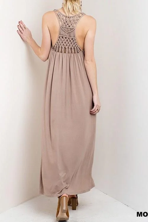 Lightweight Coats Maxi Dress Woven Back Mocha