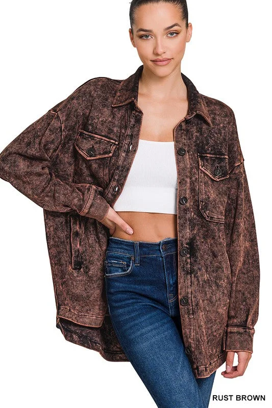 Street Gear Mineral Washed Shacket by Zenana