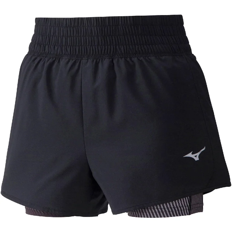 Cool Wearables Mizuno 4.5 inch 2 In 1 Womens Running Shorts - Black