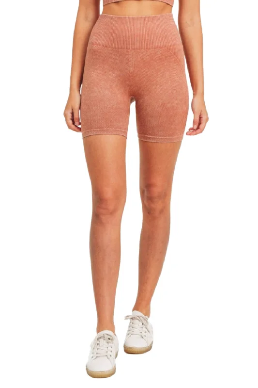 Printed Jackets Mono B APH3183 Multi-Ribbed Mineral-Washed Seamless Shorts APH3183