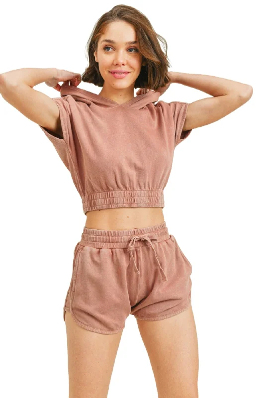 Casual Chic Mono B Crop Top and Shorts Set KT-A042
