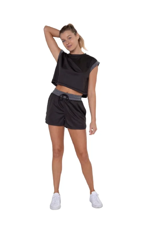 Urban Shirts Mono B Micro-Perforated Track Shorts with Split Side Hem AP-B0386