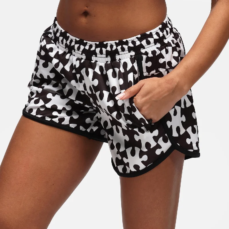 Premium Outerwear Monochrome Jigsaw Loose Fit Workout Shorts