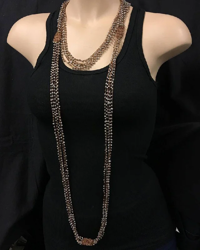 Dress Shoes Multi Strand Beaded Necklace Silver Beads