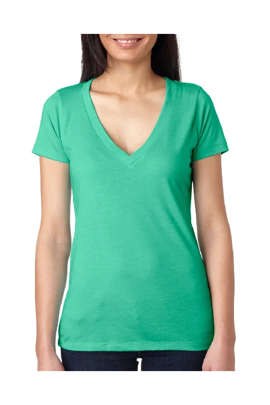 Next Level Womens Jersey Short Sleeve V-Neck T-Shirt - Envy Green - Closeout