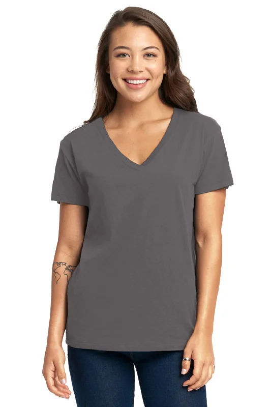 Next Level Womens Relaxed Short Sleeve V-Neck T-Shirt - Heavy Metal Grey