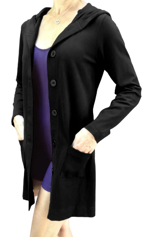 Comfortable Shirts One Step Ahead Brushed Supplex Long Button Front Hooded Jacket 2629