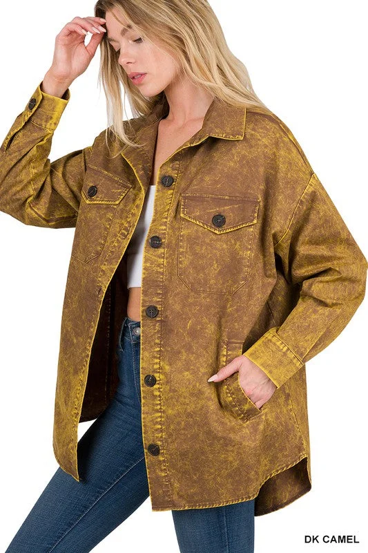 Smart Looks Cotton Woven Vintage Washed Shacket by Zenana