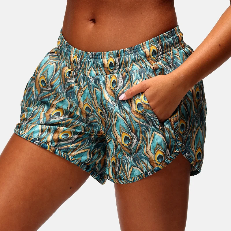 Active Essentials Pretty In Peacock Loose Fit Workout Shorts