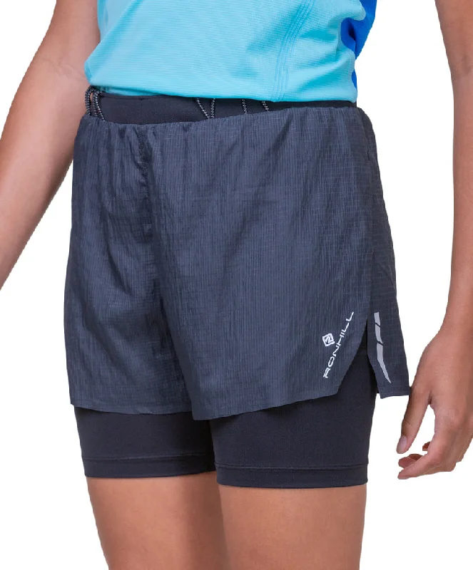 Urban Gear Ronhill Tech Race Twin 2 In 1 Womens Running Shorts - Black