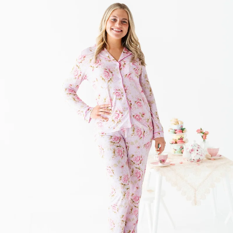 Cozy Sweatshirts Rosey Moments Women's Collar Shirt & Pants Set