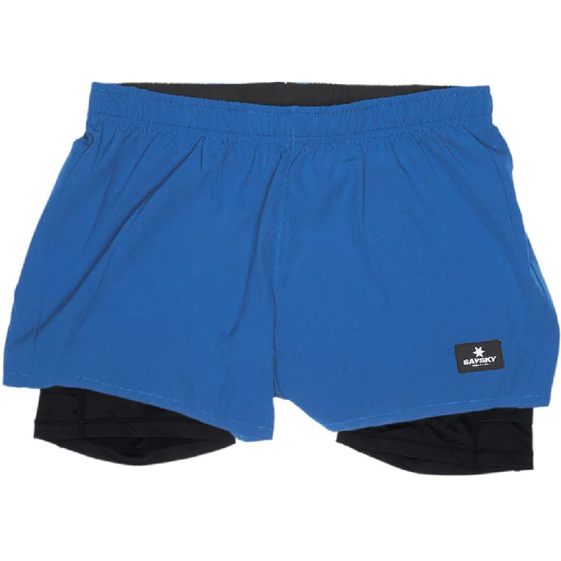 Button-down Shirts SAYSKY 3 Inch 2 in 1 Womens Running Shorts - Blue