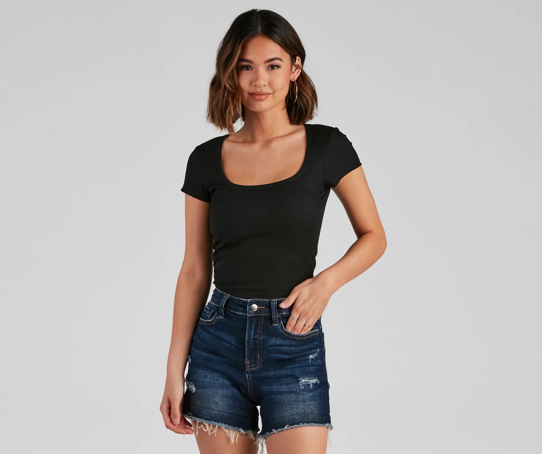 Premium Comfort Simple Staple Ribbed Knit Top