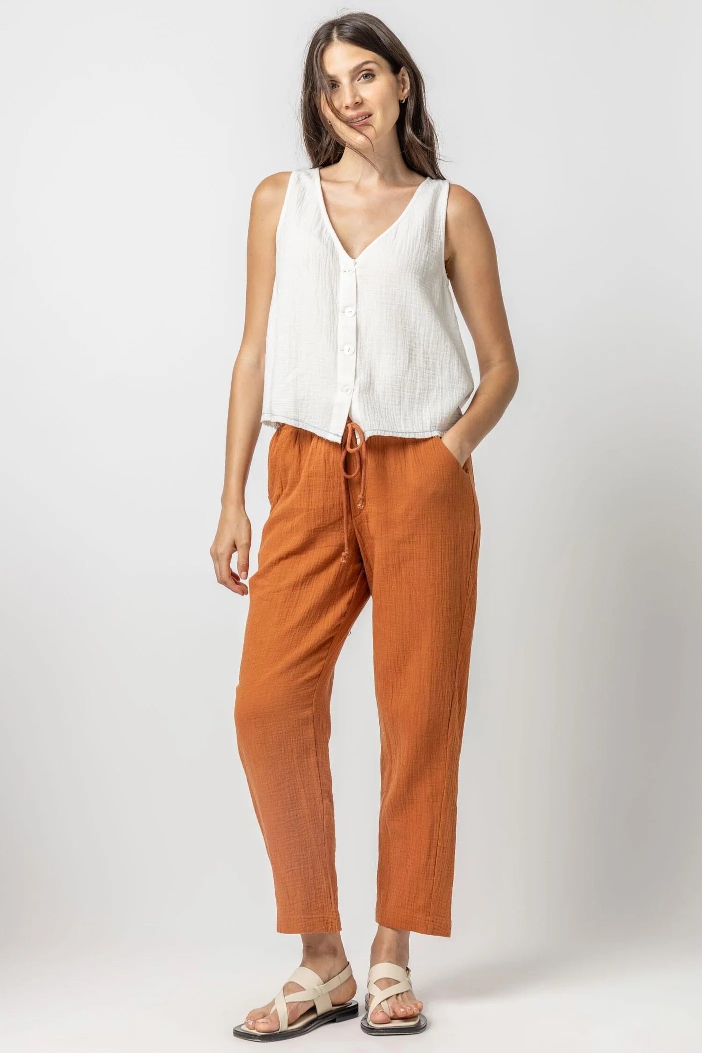 Straight Leg Gauze Pant Sienna