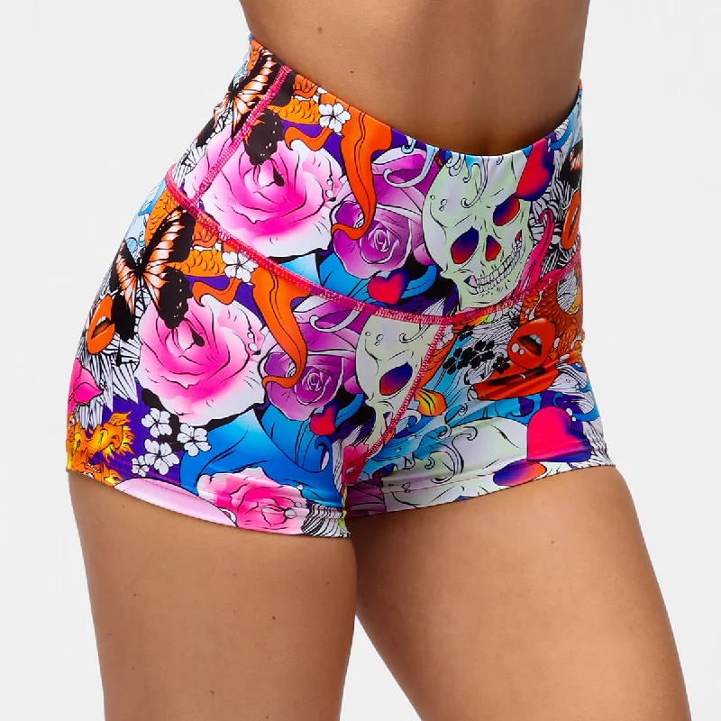 Functional Fashion Tattoo Skulls TikiBooty Shorts