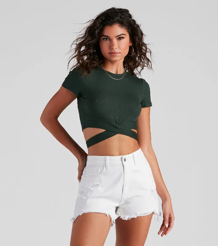 Chunky Sneakers That's A Wrap Crew Neck Crop Tee