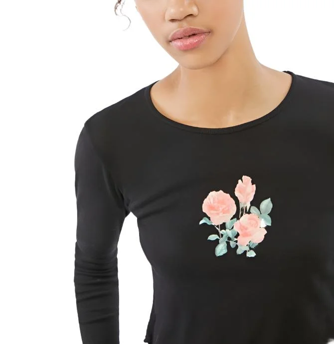 Tailored Blazers TMD Black Floral Long Sleeve Crop