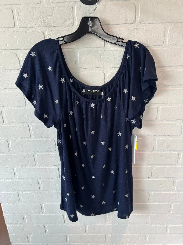 Top Short Sleeve By Lane Bryant In Blue & Silver, Size: 1x