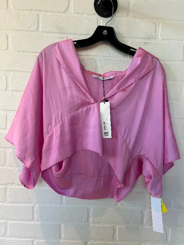 Top Short Sleeve By Zara In Pink, Size: Xl