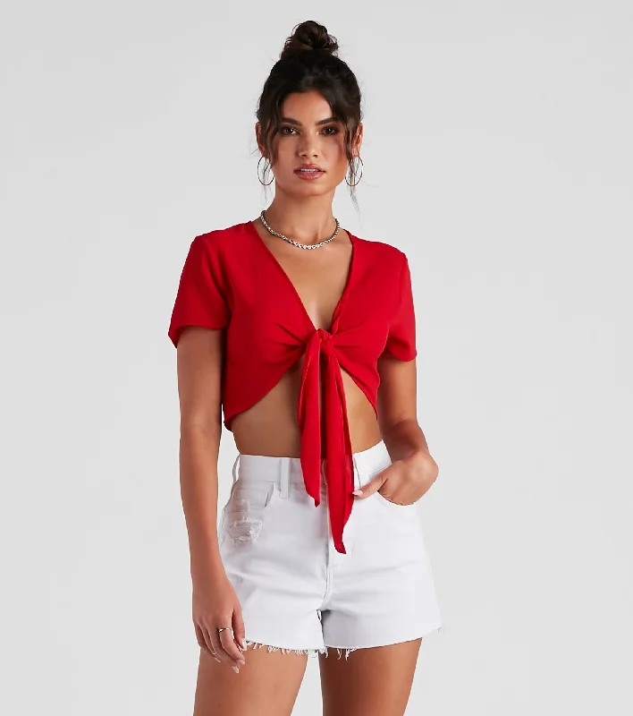 Casual Trousers Total Keep Crepe Tie-Front Top