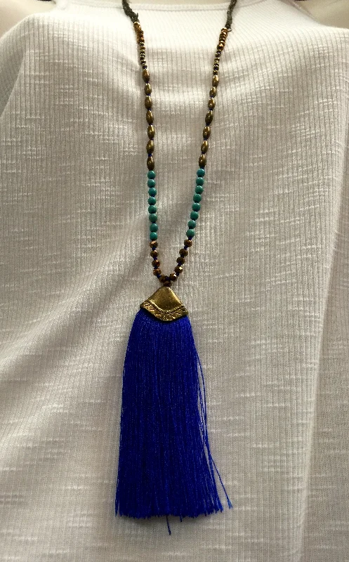 Slim Trousers Tribal Necklace with Tassels