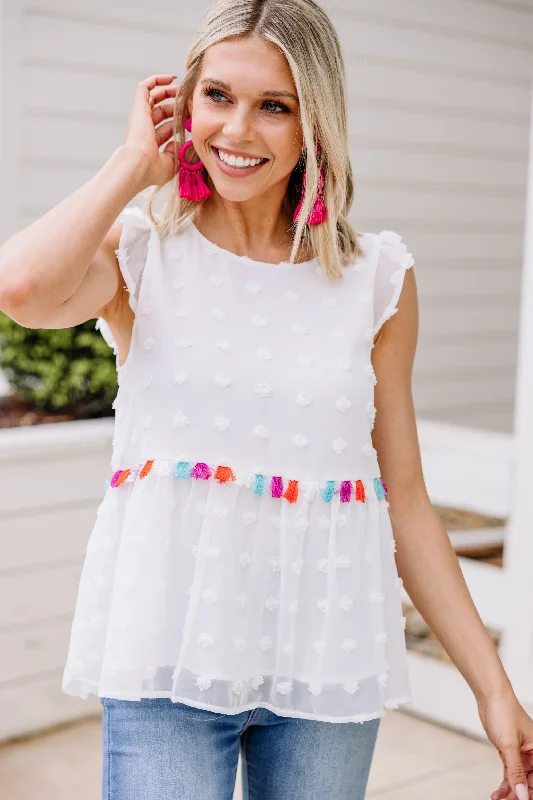 Cool Wearables Trust In You Ivory White Swiss Dot Top