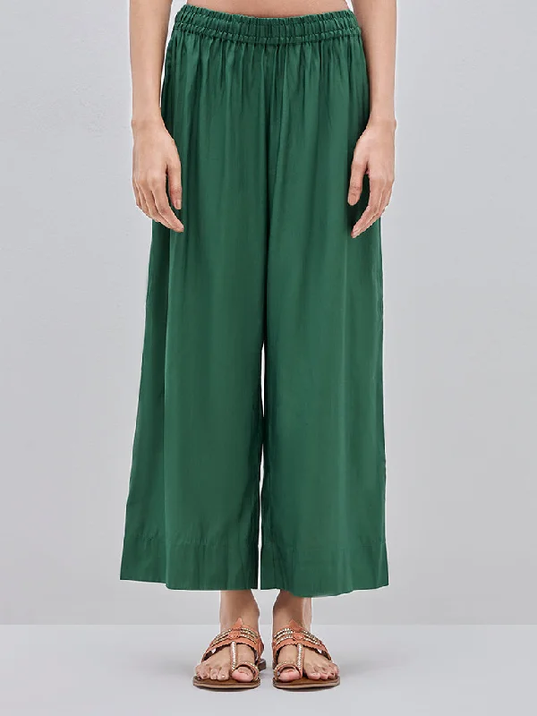 Versatile Outfits Utsa Dark Green High-Rise Ethnic Cotton Pants