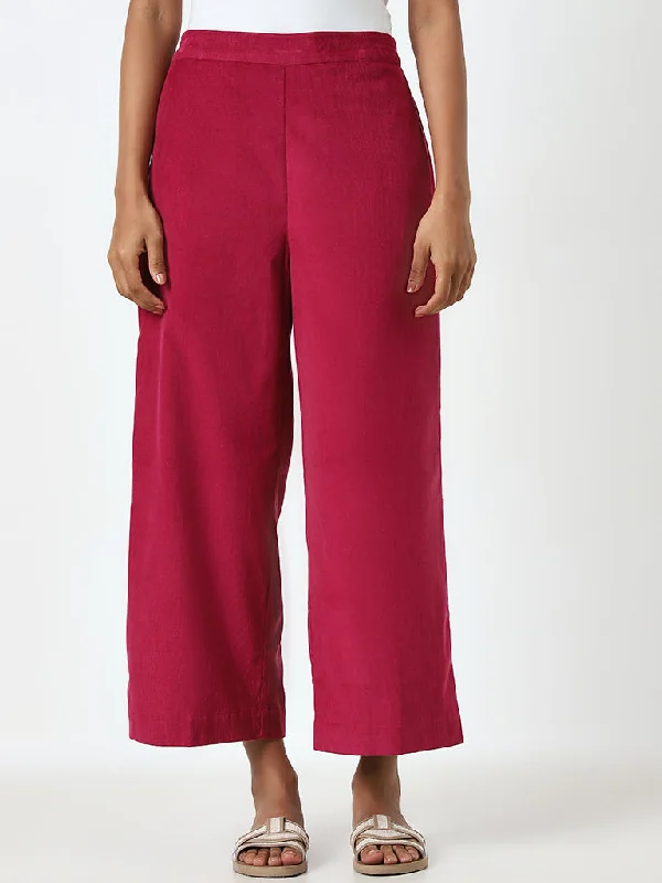Street Tees Utsa Dark Pink Solid High-Rise Cotton Ethnic Pants