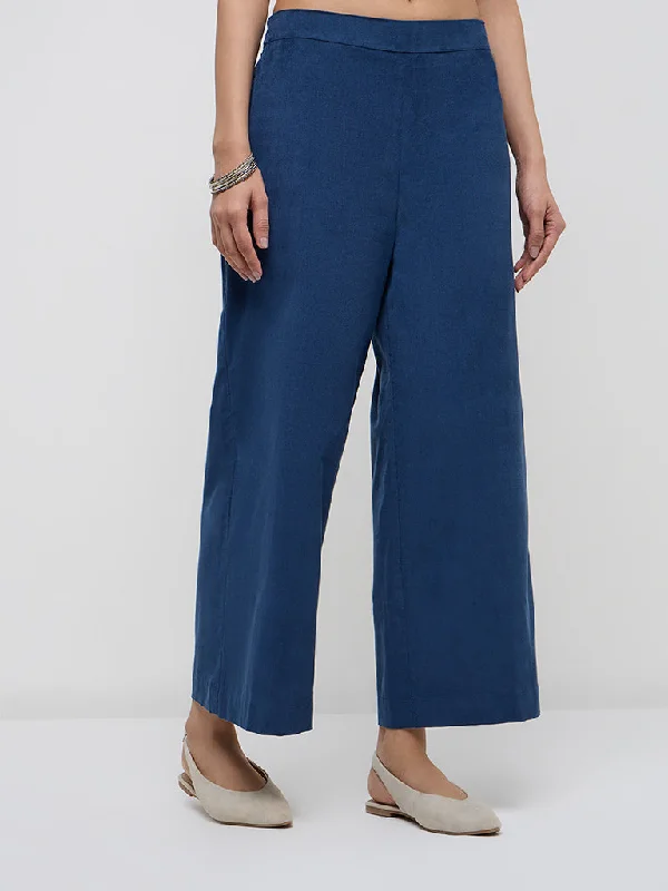 Casual Comfort Utsa Indigo Corduroy High-Rise Cotton Ethnic Pants