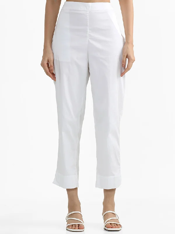 Soft Fabrics Utsa White Poplin Pants