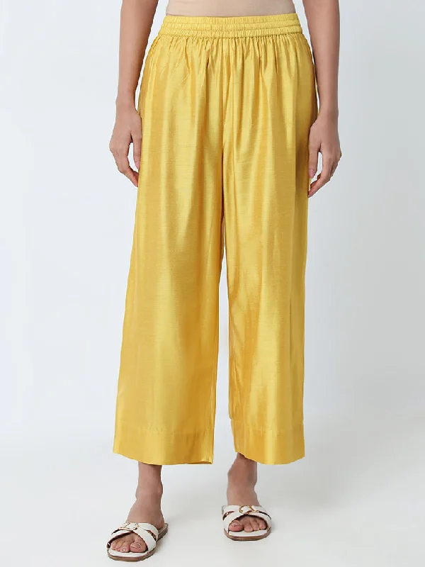 Stylish Joggers Utsa Yellow Solid High-Rise Ethnic Pants