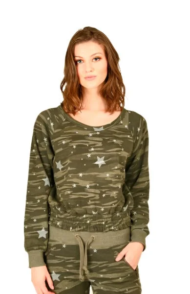 Casual Shirts Vintage Havana Camo And Stars Crop Sweatshirt VH7766