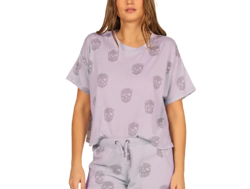 Comfortable Outfits Vintage Havana Lavender Skull Boxy Crop Tee VH9407