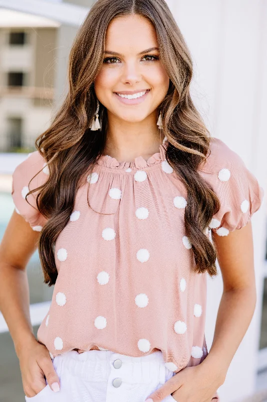 Casual Jackets Want Your Love Sienna Pink Polka Dot Blouse