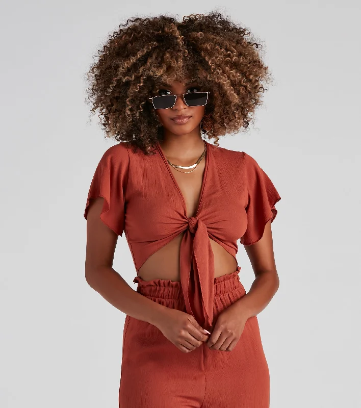 Everyday Outfits Weekend Mood Tie-Front Top