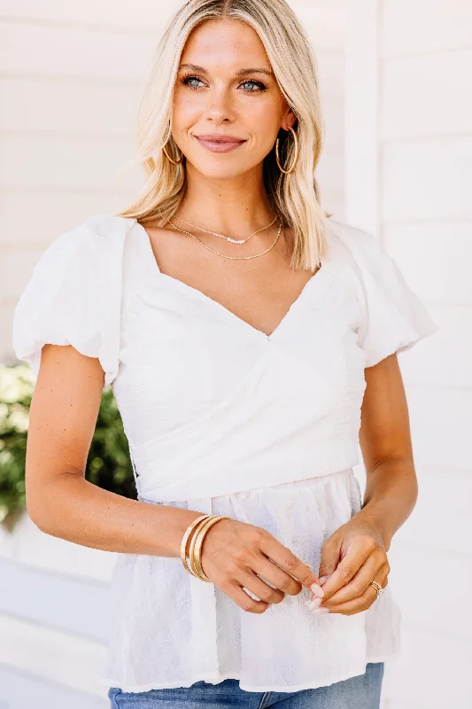 Slim Fit Suits What I Want White Puff Sleeve Blouse