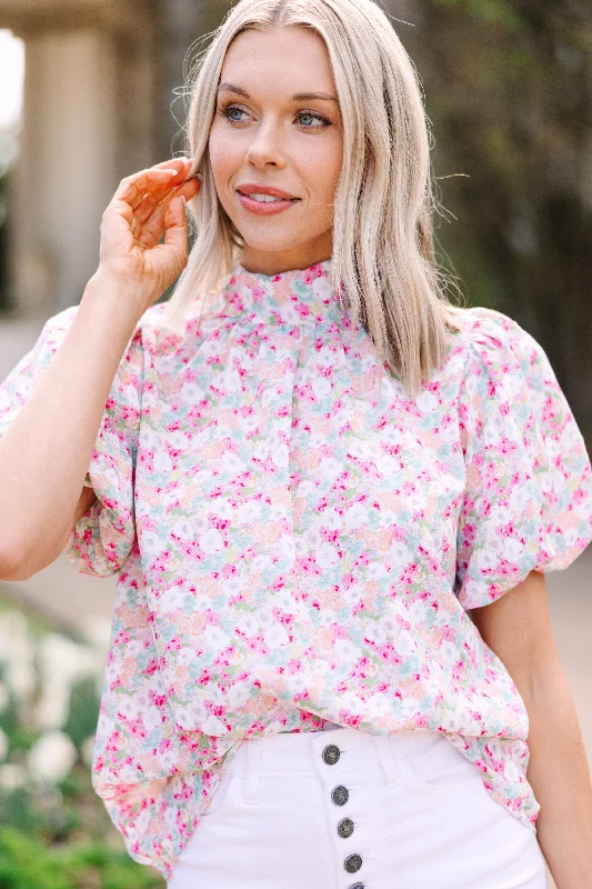 Business Shirts What You Need Pink Ditsy Floral Blouse