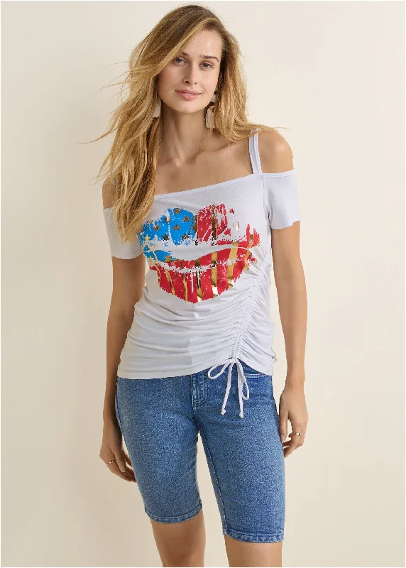 Denim Jackets Americana Graphic Tee - White Multi