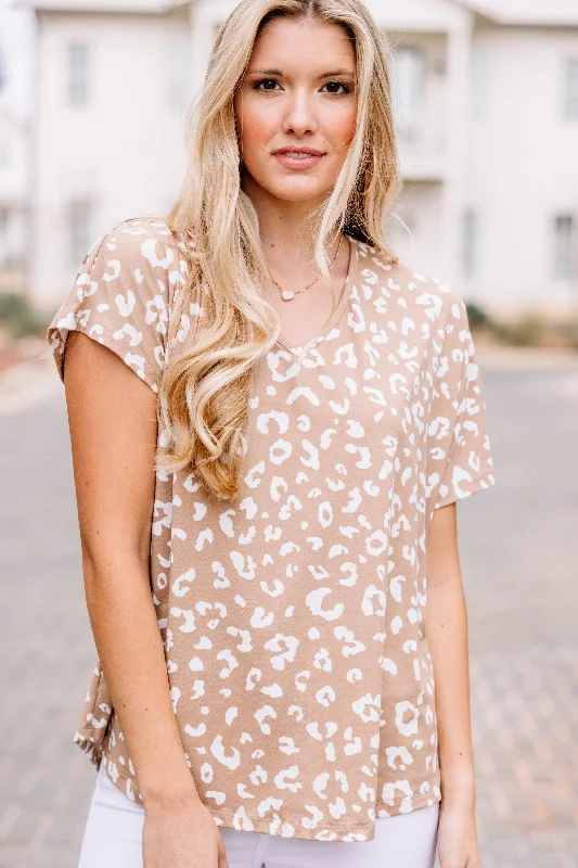 Button-up Shirts You've Got It Latte Brown Leopard Top